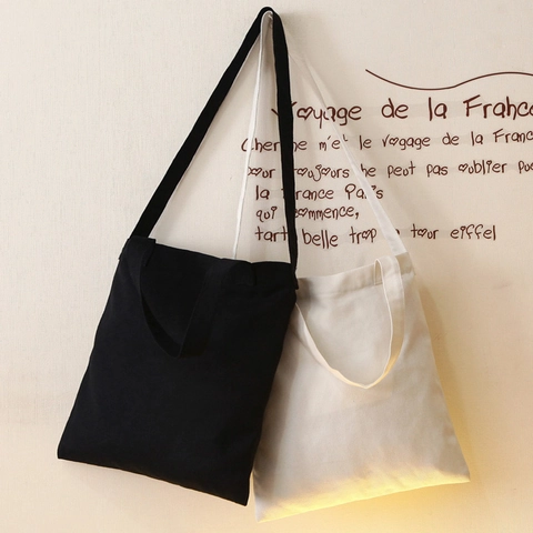 Women Canvas Tote Bag Crossbody Handbag Minimalist Solid Color Large Capacity With Zipper Adjustable Strap Casual Daily