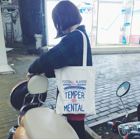 Women Canvas Tote Shoulder Bag Large Capacity Zipper Closure Letter Print Casual Shopping Handbag Aesthetic