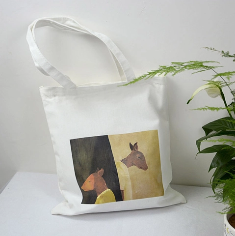 Sac Cabas En Toile Pour Femme Avec Imprimé Cerf Artistique Fermeture Éclair Grande Capacité Sac À Épaule Style Littéraire