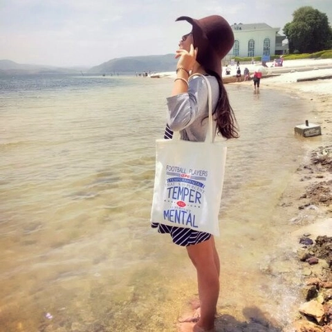 Women Canvas Tote Shoulder Bag Large Capacity Zipper Closure Letter Print Casual Shopping Handbag Aesthetic