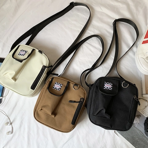 Small Crossbody Bag Oxford Cloth Multi Pocket Square Shoulder Messenger For Daily Streetwear Casual Unisex