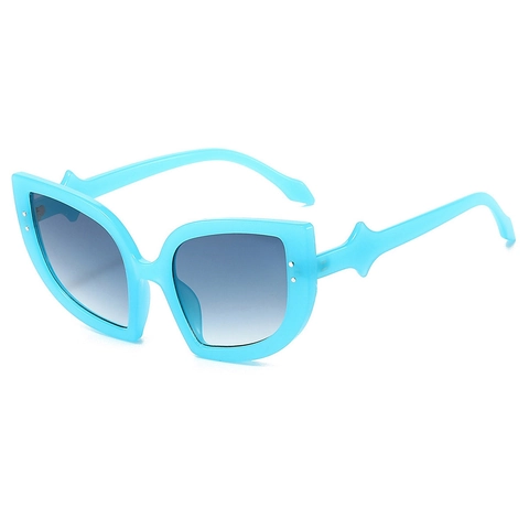 Occhiali Da Sole Cat Eye Oversize Montatura PC Protezione UV400 Moda Viaggio Per Donna Con Aste Ondulate Rivetti Metallici