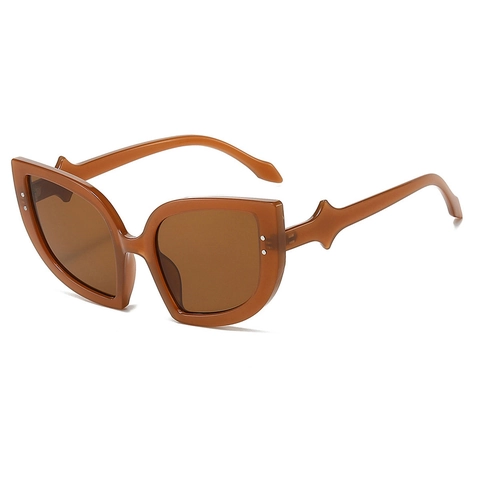 Katzenaugen Sonnenbrille Damen Retro Übergroßer Rahmen UV400 Schutz PC Kunststoff Niete Trendy INS Stil