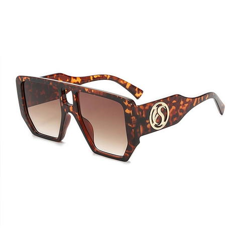 Oversized Square Sunglasses Retro Double Bridge Geometric PC Frame Gradient Lens UV400 Protection Vintage Eyewear