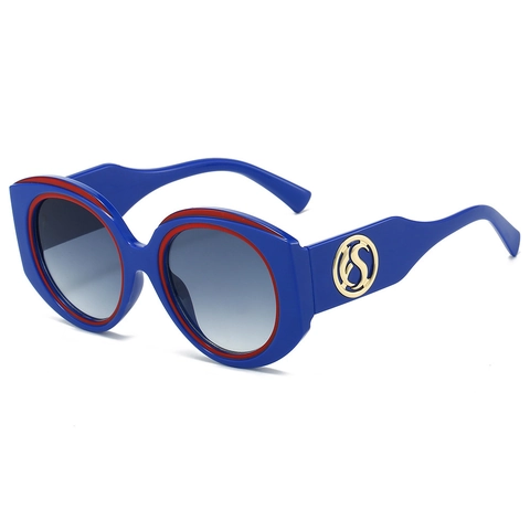 Gafas De Sol Redondas De Gran Tamaño Moda Montura PC Retro Protección UV400 Lentes Degradados Logo Metal Mujeres Hombres