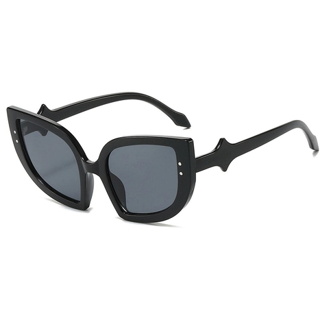 Katzenaugen Sonnenbrille Damen Retro Übergroßer Rahmen UV400 Schutz PC Kunststoff Niete Trendy INS Stil