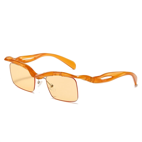 Gafas De Sol Con Montura De Llama Ondulada Irregular Protección UV400 Material PC Estilo Futuro Y2K Moda Unisex