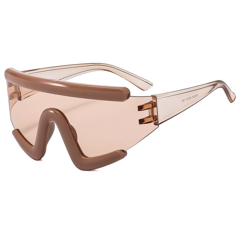 Lunettes De Soleil Futuristes À Grand Cadre Intégré Monture Et Verres En PC Protection UV400 Style Hip Hop Unisex