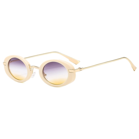 Retro Oval Sonnenbrille Vintage Kleiner Rahmen UV400 Schutz Trendy PC Kunststoff Metall Rahmen Brille Herren Damen