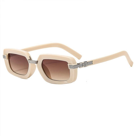 Retro Square Sunglasses Metal PC Frame UV400 Protection Gothic Punk Cross Decor Unisex Outdoor Eyewear