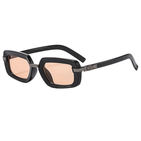 Retro Square Sunglasses Metal PC Frame UV400 Protection Gothic Punk Cross Decor Unisex Outdoor Eyewear