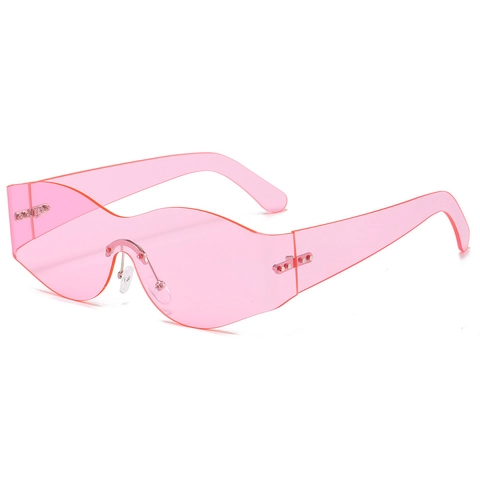 Gafas De Sol Sin Montura Borde Ondulado Lente PC Protección UV400 Moda Futura Sobredimensionada Para Mujeres Hombres