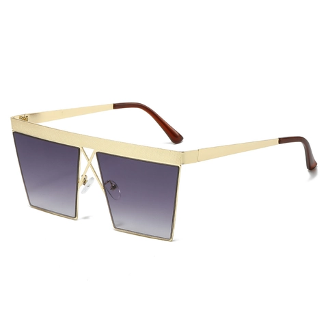 Oversized Square Sunglasses Metal Frame UV400 Protection Punk Retro Fashion Eyewear For Men Women Outdoor Travel Shades