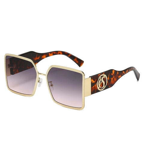 Oversized Square Sunglasses For Women Metal PC Frame UV400 Protection Gradient Lenses Retro Fashion Eyewear