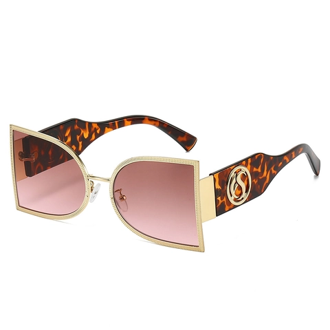Oversized Irregular Geometric Sunglasses Metal Frame PC Gradient Lens UV400 Protection Trendy Fashion Eyewear Women Men