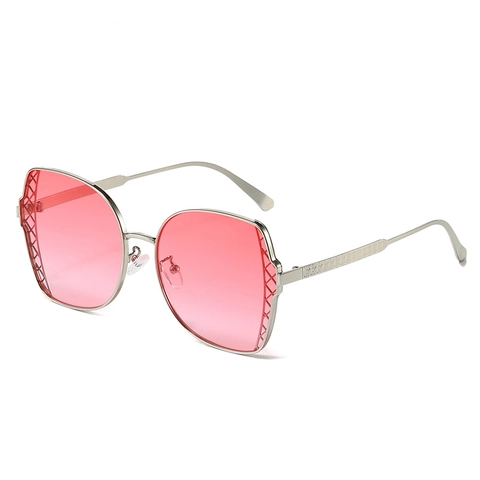 Übergroße Polygon Sonnenbrille Damen Metallrahmen UV400 Schutz Farbverlauf Gläser Mode Hohl Gewebtes Design Schmetterling