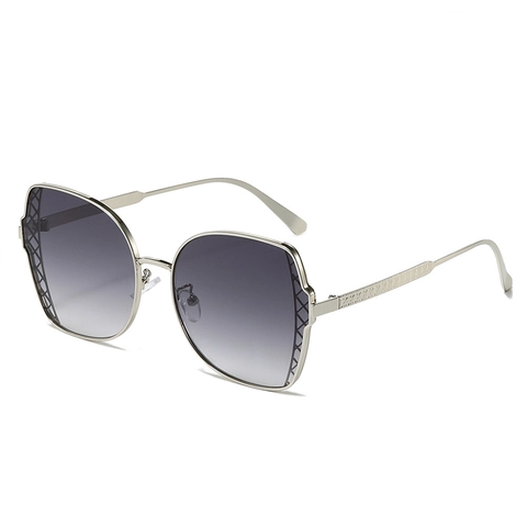 Übergroße Polygon Sonnenbrille Damen Metallrahmen UV400 Schutz Farbverlauf Gläser Mode Hohl Gewebtes Design Schmetterling