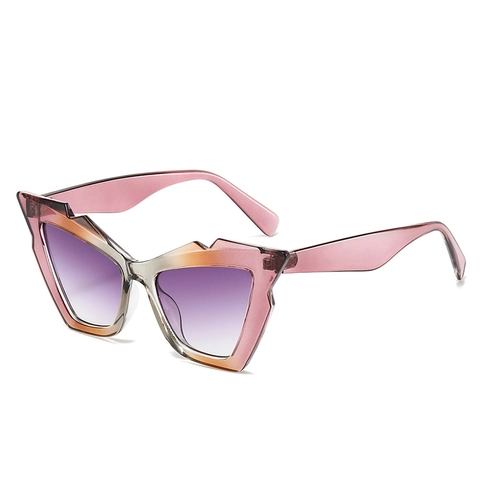 Geometric Cat Eye Sunglasses PC Frame UV400 Protection Gradient Color Trendy Outdoor Eyewear For Women Men