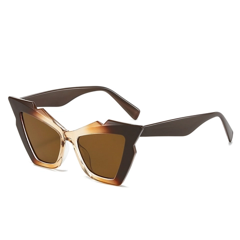 Geometric Cat Eye Sunglasses PC Frame UV400 Protection Gradient Color Trendy Outdoor Eyewear For Women Men