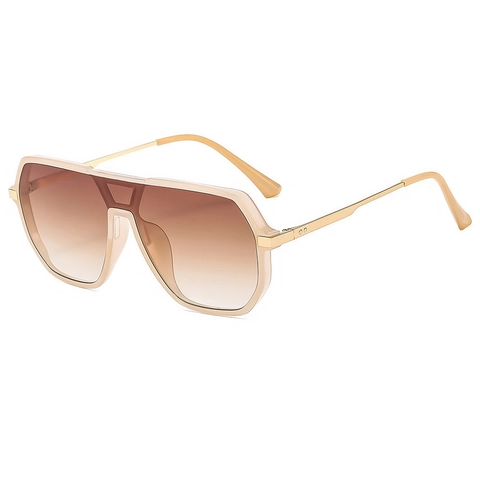 Lunettes De Soleil Aviateur Surdimensionnées Rétro Double Pont Monture PC Métal UV400 Mode Extérieur Unisexe