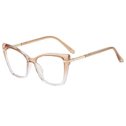 Montura De Gafas De Ojo De Gato Vintage Mujeres TR Metal Anti Luz Azul Lentes Transparentes Retro Grande Simple Moda
