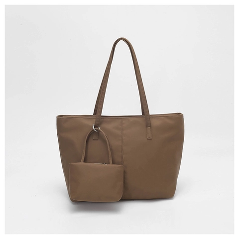 Borsa Tote da Donna in Nylon di Grande Capacità Borsa a Spalla Minimalista Con Mini Borsa Borsa a Mano Casual Quotidiana Set da 2 Pezzi