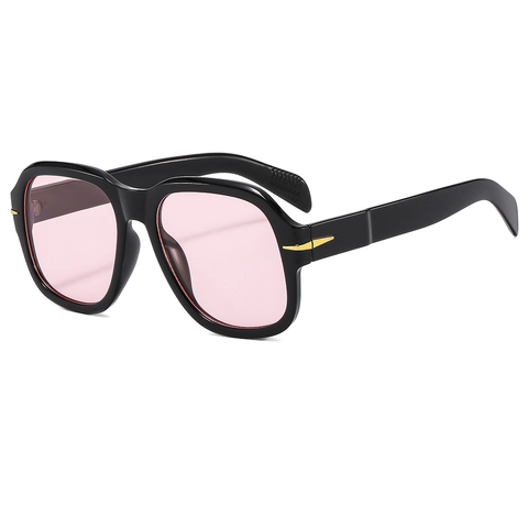 Retro Square Large Frame Sunglasses Modern PC Eyewear With Golden Arrow Detail UV400 Protection For Fashionable Unisex