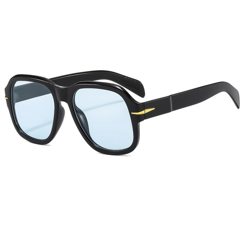 Retro Square Large Frame Sunglasses Modern PC Eyewear With Golden Arrow Detail UV400 Protection For Fashionable Unisex