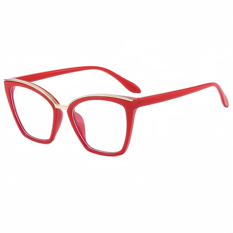 Occhiali Da Gatto Anti Luce Blu Retro Oversize Montatura In PC E Metallo Lenti Trasparenti Moda Per Donna