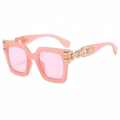 Übergroße Quadratische Sonnenbrille Mit Metallkettenbügeln UV400 Schutz PC Rahmen Trendige Mode Brillen Für Damen