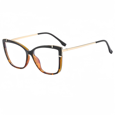 Vintage Cat Eye Blaulichtfilter Brille TR Metallrahmen PC Gläser Retro Oversize Optische Brille Für Damen