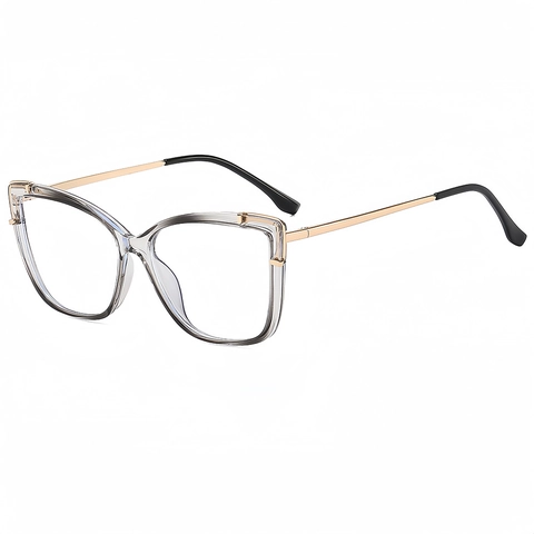 Vintage Cat Eye Blaulichtfilter Brille TR Metallrahmen PC Gläser Retro Oversize Optische Brille Für Damen