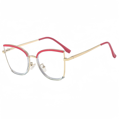 Occhiali Da Vista Cat Eye Anti Luce Blu Montatura In Metallo TR90 Moda Retrò Per Donna