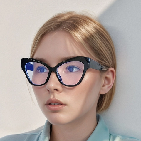 Occhiali Occhio Di Gatto Anti Luce Blu Montatura Donne Acetato Retrò Decorativo Senza Prescrizione