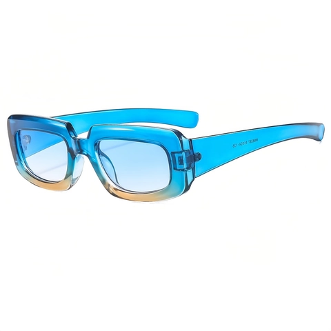 Rechteckige Sonnenbrille Retro Punk UV400 Schutz PC Rahmen Farbverlauf Gläser Quadratisch Mode Accessoire Unisex