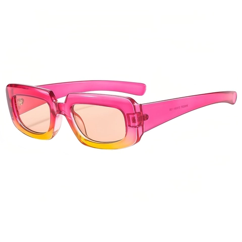 Rechteckige Sonnenbrille Retro Punk UV400 Schutz PC Rahmen Farbverlauf Gläser Quadratisch Mode Accessoire Unisex