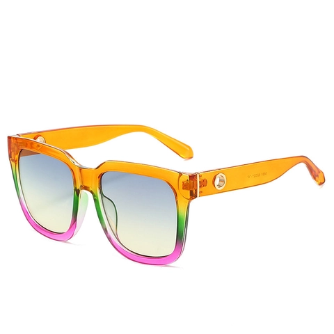 Retro Square Sunglasses Large Frame PC AC Material UV400 Protection Gradient Fashion Eyewear For Outdoor Men Women