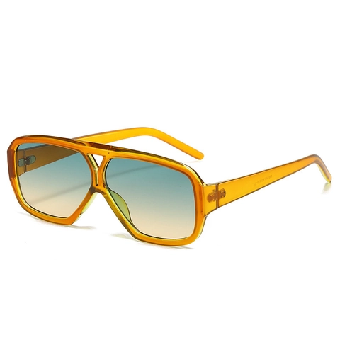 Vintage Aviator Zonnebril Dubbele Brug Groot Frame Gradiënt PC Lenzen UV400 Bescherming Retro Mode Voor Dames Heren