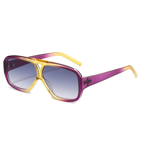 Vintage Aviator Zonnebril Dubbele Brug Groot Frame Gradiënt PC Lenzen UV400 Bescherming Retro Mode Voor Dames Heren