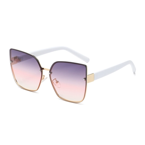 Occhiali Da Sole Retrò Cat Eye Senza Montatura Montatura Grande Protezione UV Montatura In Metallo Lenti Sfumate Vintage Esterni