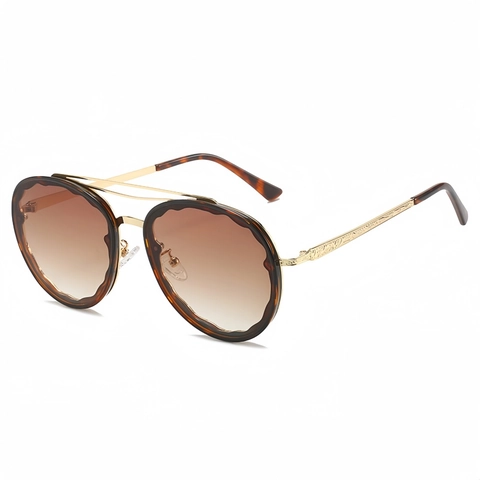Mode Sonnenbrille Wellenschliff Metall PC Rahmen Farbverlauf Glas UV400 Doppelsteg Schnitzbügel Retro Chic Damen Herren