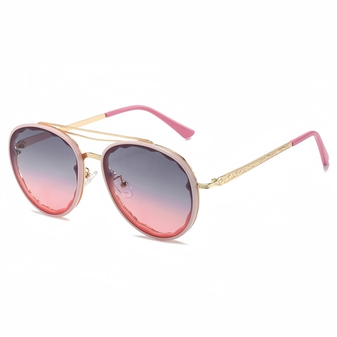 Mode Sonnenbrille Wellenschliff Metall PC Rahmen Farbverlauf Glas UV400 Doppelsteg Schnitzbügel Retro Chic Damen Herren
