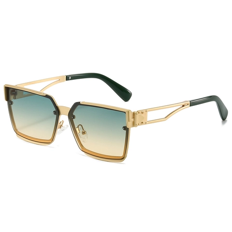 Fashion Square Sunglasses Metal Hollow Frame UV400 Protection Gradient Lens Oversized Eyewear For Outdoor Driving Unisex