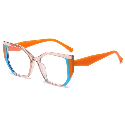 Retro Cat Eye Blue Light Blocking Glasses Frame TR90 PC Contrast Color Lightweight Eyewear For Women Men