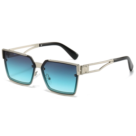 Fashion Square Sunglasses Metal Hollow Frame UV400 Protection Gradient Lens Oversized Eyewear For Outdoor Driving Unisex