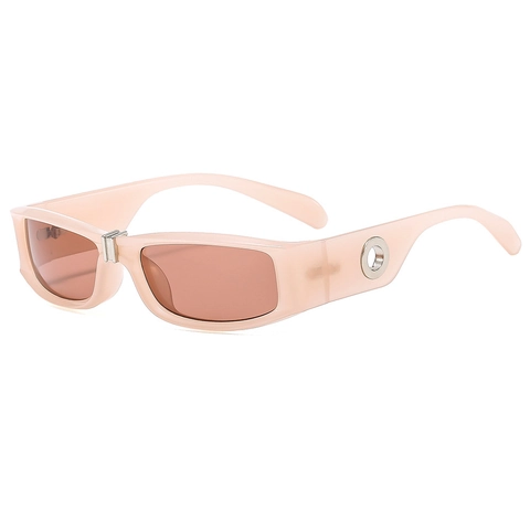 Lunettes De Soleil Rectangulaires Rétro Y2K Futuriste Protection UV400 Monture PC Branche Métallique Creuse Pour Hommes Et Femmes