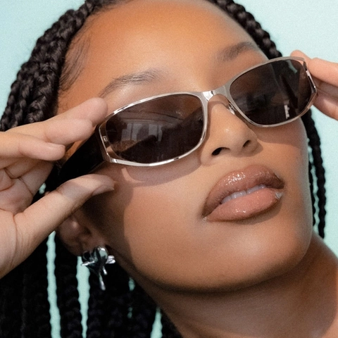 Vintage Cat Eye Sunglasses Retro Y2K Millennium Future Tech UV400 Metal PC Frame Fashion Eyewear For Women Men