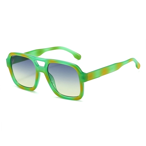 Lunettes De Soleil Aviateur Rétro Monture Carrée Surdimensionnée Double Pont Protection UV400 Verres PC Mode Vintage Unisexe