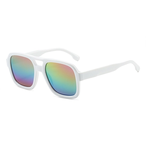 Lunettes De Soleil Aviateur Rétro Monture Carrée Surdimensionnée Double Pont Protection UV400 Verres PC Mode Vintage Unisexe