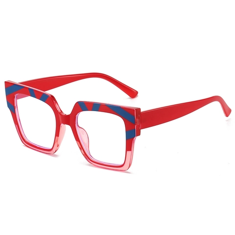 Montatura Per Occhiali Quadrati Oversize PC Filtro Luce Blu Retro Motivo Geometrico Patchwork Per Uso Quotidiano